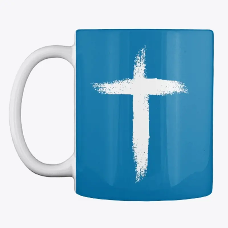 White Brushed Cross Mug